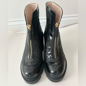 Gucci Sylvie Leather Ankle Boots